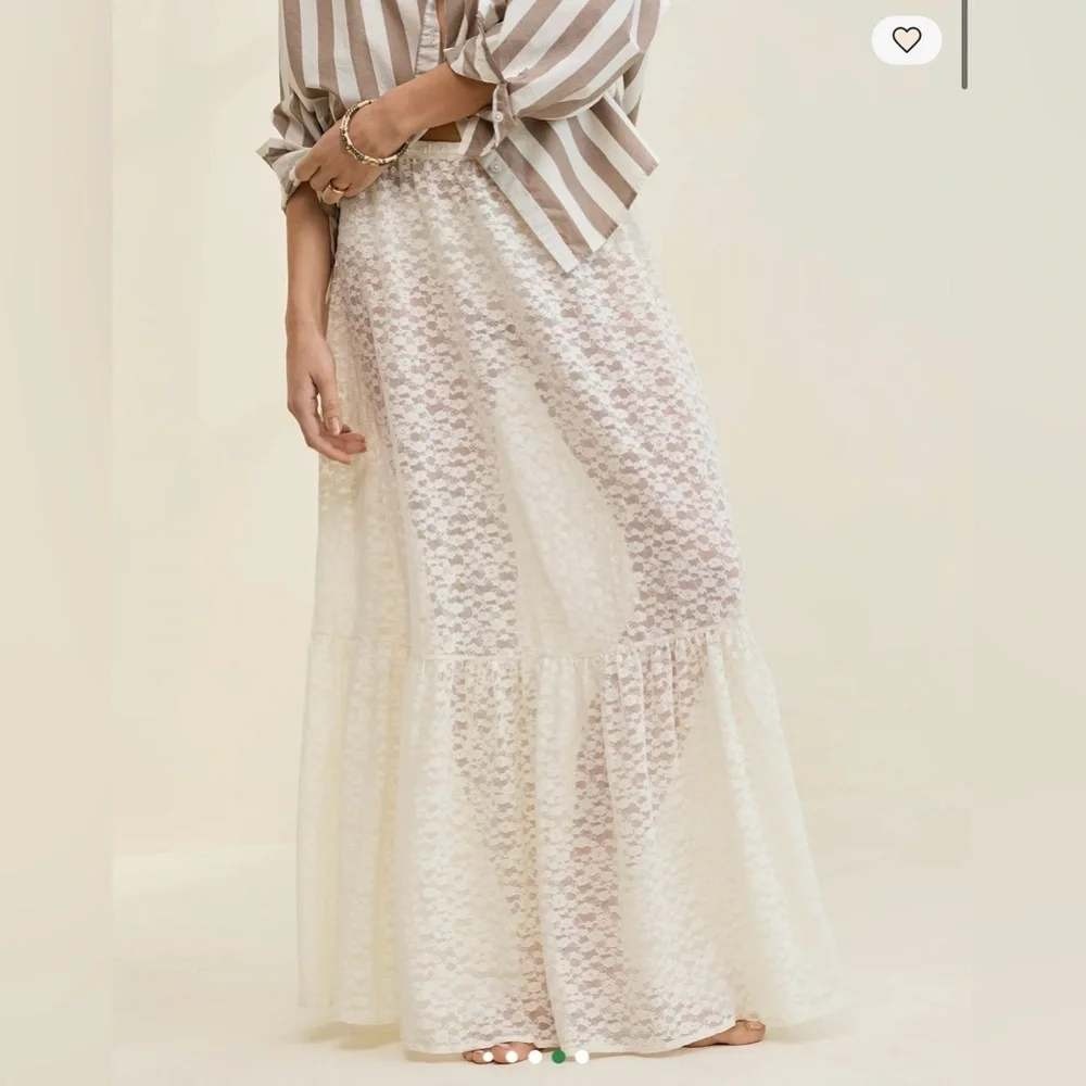 Aerie Lace Maxi Skirt Women XS White Sheer Tiered Boho